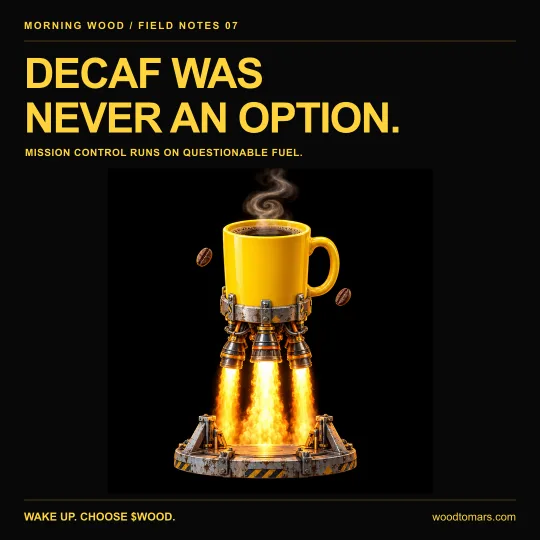DECAF WAS NEVER AN OPTION. MISSION CONTROL RUNS ON QUESTIONABLE FUEL.